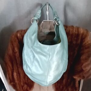 Elegant Blue Leather Hobo Bag